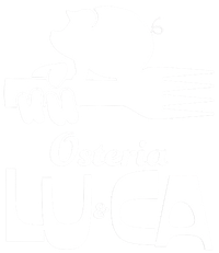 Logo bianco di osteria da Lu&Ca Bellagio